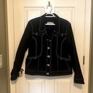 Tribal Jeans Black jean jacket with white thread outline